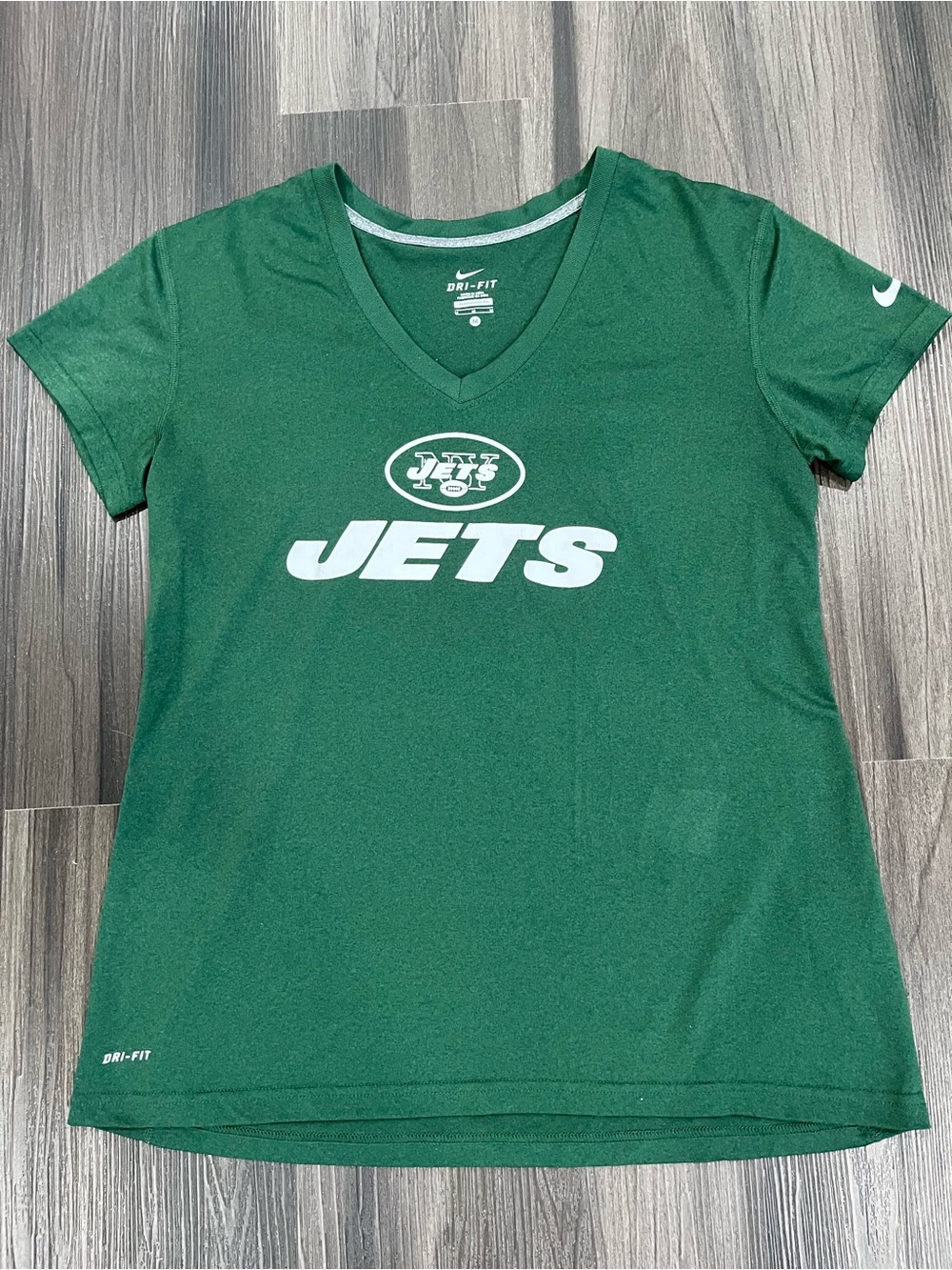 NY Jets Nike Dri Fit Jets V-Neck Sports Tee Sz Medium